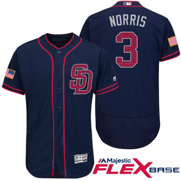 Men’s San Diego Padres #3 Derek Norris Navy Blue Stars & Stripes Fashion Independence Day Stitched MLB Majestic Flex Base Jersey