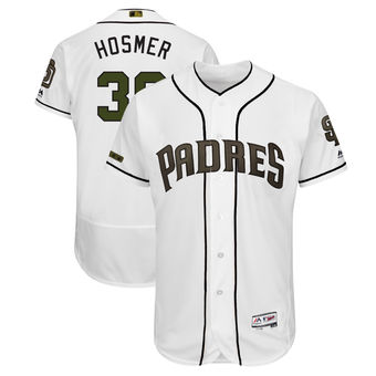 Men’s San Diego Padres 30 Eric Hosmer Majestic White 2018 Memorial Day Authentic Collection Flex Base Player Jersey