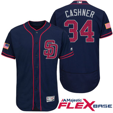 Men’s San Diego Padres #34 Andrew Cashner Navy Blue Stars & Stripes Fashion Independence Day Stitched MLB Majestic Flex Base Jersey