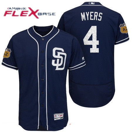 Men’s San Diego Padres #4 Wil Myers Navy Blue 2017 Spring Training Stitched MLB Majestic Flex Base Jersey