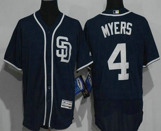Men’s San Diego Padres #4 Wil Myers Navy Blue Stitched MLB 2016 Majestic Flex Base Jersey