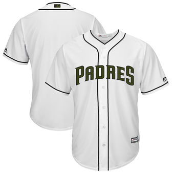 Men’s San Diego Padres Blank Majestic White 2018 Memorial Day Cool Base Team Jersey