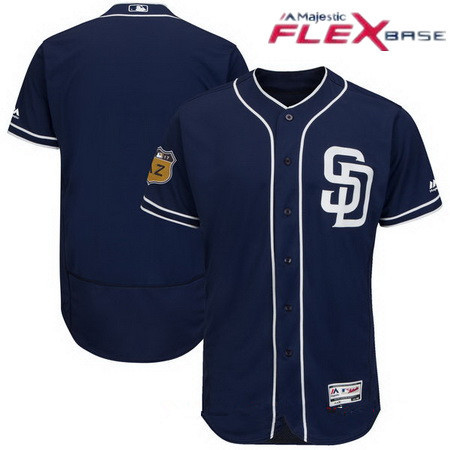 Men’s San Diego Padres Majestic Navy Blue 2017 Spring Training Authentic Flex Base Stitched MLB Custom Jersey