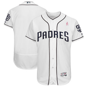 Men’s San Diego Padres Majestic White 2018 Mother’s Day Home Flex Base Team Jersey
