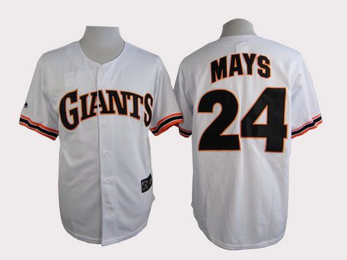 Men’s San Francisco Giants #24 Willie Mays 1989 Turn Back The Clock White Throwback Jersey