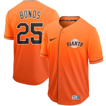 Men’s San Francisco Giants 25 Barry Bonds Orange Drift Fashion Jersey