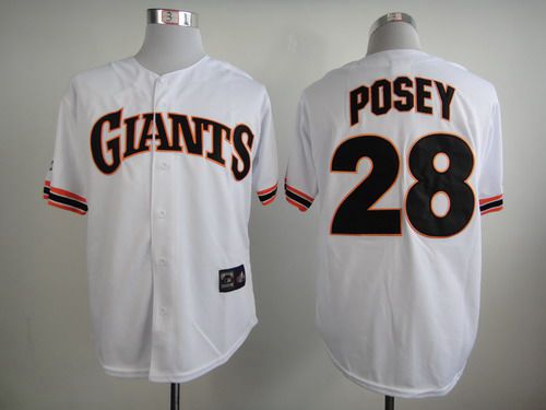 Men’s San Francisco Giants #28 Buster Posey 1989 Turn Back The Clock White Throwback Jersey