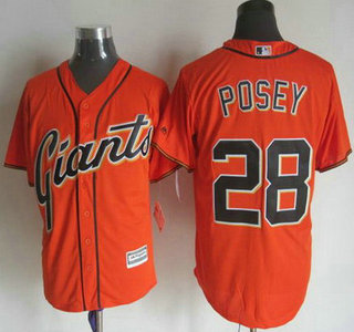 Men’s San Francisco Giants #28 Buster Posey Alternate Orange 2015 MLB Cool Base Jersey