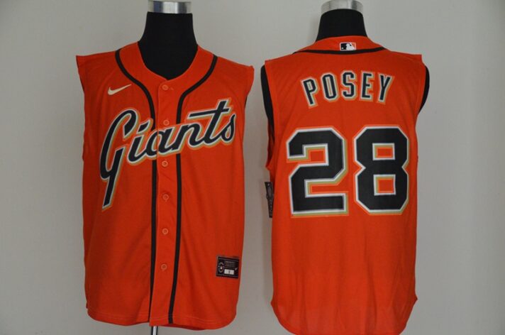 Men’s San Francisco Giants #28 Buster Posey Orange 2020 Cool and Refreshing Sleeveless Fan Stitched MLB Nike Jersey