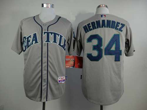 Men’s Seattle Mariners #34 Felix Hernandez Gray Jersey