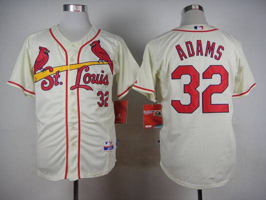 Men’s St. Louis Cardinals #32 Matt Adams Cream Jersey