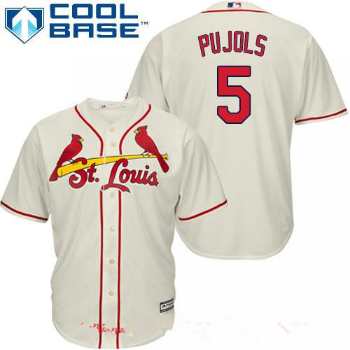 Men’s St. Louis Cardinals #5 Albert Pujols Cream Alternate Stitched MLB Majestic Cool Base Jersey