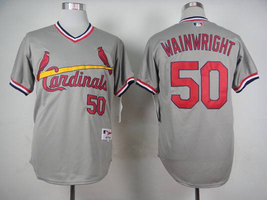 Men’s St. Louis Cardinals #50 Adam Wainwright 1978 Gray Pullover Jersey