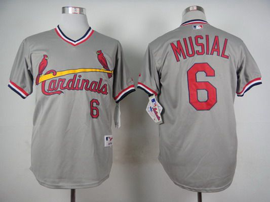 Men’s St. Louis Cardinals #6 Stan Musial 1978 Gray Pullover Jersey