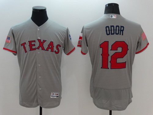 Men’s Texas Rangers #12 Rougned Odor Gray Fashion Stars & Stripes 2016 Flexbase MLB Independence Day Jersey