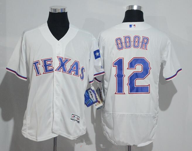Men’s Texas Rangers #12 Rougned Odor White Home Stitched MLB 2016 Majestic Flex Base Jersey
