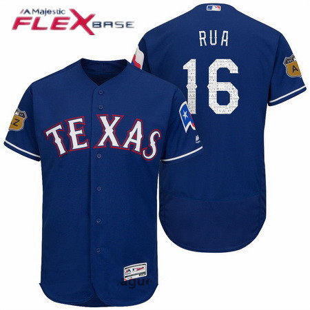Men’s Texas Rangers #16 Ryan Rua Royal Blue 2017 Spring Training Stitched MLB Majestic Flex Base Jersey