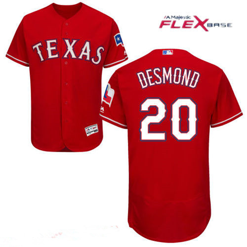 Men’s Texas Rangers #20 Ian Desmond Red 2016 Flex Base Majestic Stitched MLB Jersey