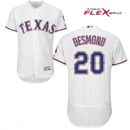 Men’s Texas Rangers #20 Ian Desmond White Home 2016 Flex Base Majestic Stitched MLB Jersey