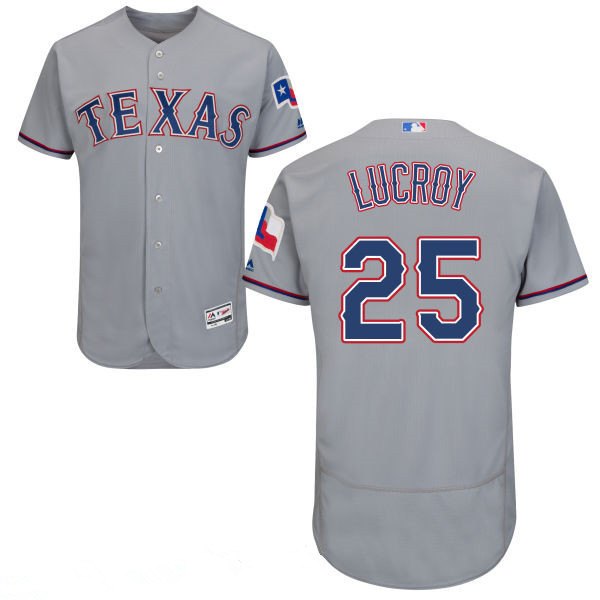 Men’s Texas Rangers #25 Jonathan Lucroy Gray Road 2016 Flex Base Majestic Stitched MLB Jersey