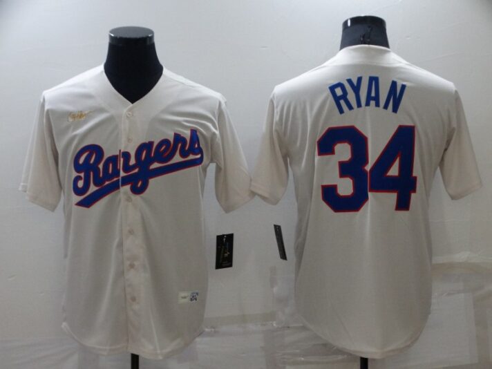 Men’s Texas Rangers #34 Nolan Ryan Cream Cooperstown Collection Cool Base Stitched Nike Jersey