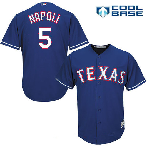 Men’s Texas Rangers #5 Mike Napoli Royal Blue Alternate Stitched MLB Majestic Cool Base Jersey