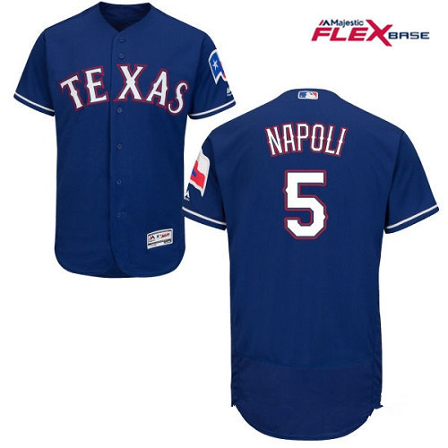 Men’s Texas Rangers #5 Mike Napoli Royal Blue Alternate Stitched MLB Majestic Flex Base Jersey
