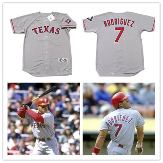 Men’s Texas Rangers #7 Ivan Rodriguez 1995 Gray Stitched MLB Majestic Cooperstown Collection Jersey w2017 Hall of Fame Patch