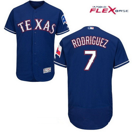 Men’s Texas Rangers #7 Ivan Rodriguez Retired Royal Blue Stitched MLB Majestic Flex Base Jersey