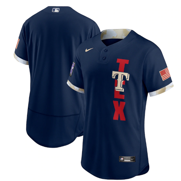 Men’s Texas Rangers Blank 2021 Navy All-Star Flex Base Stitched MLB Jersey