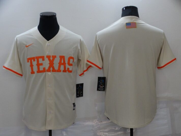 Men’s Texas Rangers Blank Cream Stitched MLB Cool Base Nike Jersey
