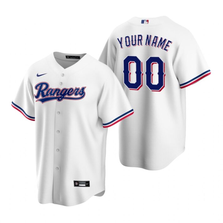Men’s Texas Rangers Custom Nike White Stitched MLB Cool Base Home Jersey