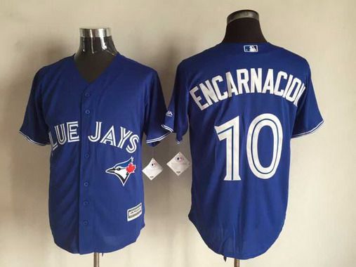 Men’s Toronto Blue Jays #10 Edwin Encarnacion Alternate Blue 2015 MLB Cool Base Jersey