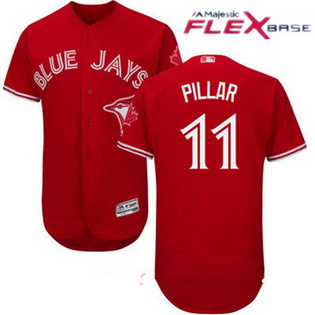 Men’s Toronto Blue Jays #11 Kevin Pillar Red Stitched MLB 2017 Majestic Flex Base Jersey