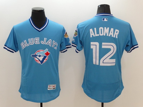 Men’s Toronto Blue Jays #12 Roberto Alomar Retired Light Blue 2016 Flexbase Majestic Baseball Jersey