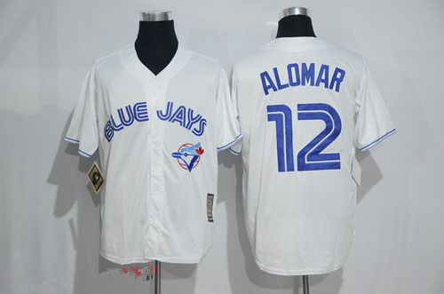 Men’s Toronto Blue Jays #12 Roberto Alomar White Majestic Cool Base Cooperstown Collection Player Jersey