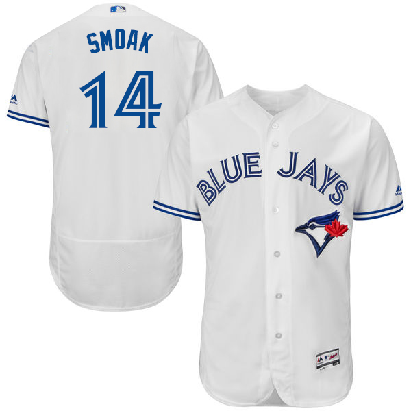 Men’s Toronto Blue Jays #14 Justin Smoak White Home 2016 Flexbase Majestic Baseball Jersey