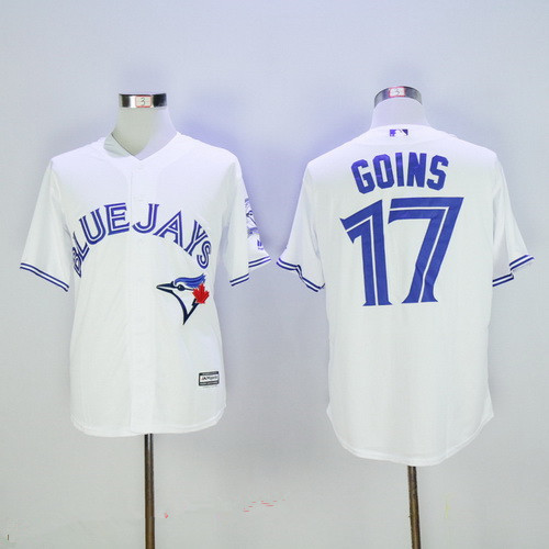 Men’s Toronto Blue Jays #17 Ryan Goins White Home Stitched MLB Majestic Cool Base Jersey