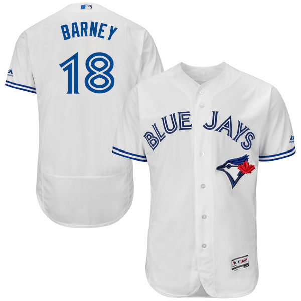 Men’s Toronto Blue Jays #18 Darwin Barney White Home 2016 Flexbase Majestic Baseball Jersey
