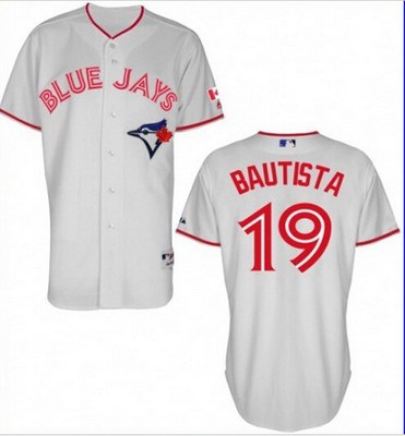 Men’s Toronto Blue Jays #19 Jose Bautista 2015 Canada Day White Jersey