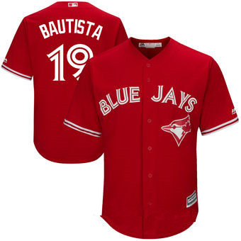 Men’s Toronto Blue Jays #19 Jose Bautista Red Stitched MLB 2017 Majestic Cool Base Jersey