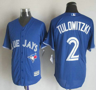 Men’s Toronto Blue Jays #2 Troy Tulowitzki Alternate Blue 2015 MLB Cool Base Jersey