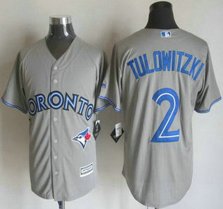 Men’s Toronto Blue Jays #2 Troy Tulowitzki Away Gray 2015 MLB Cool Base Jersey