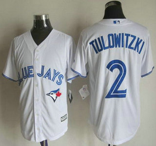 Men’s Toronto Blue Jays #2 Troy Tulowitzki Home White 2015 MLB Cool Base Jersey