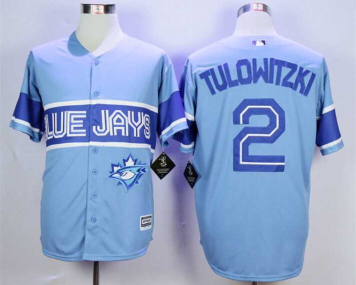 Men’s Toronto Blue Jays #2 Troy Tulowitzki-Light Blue New Cool Base Jersey