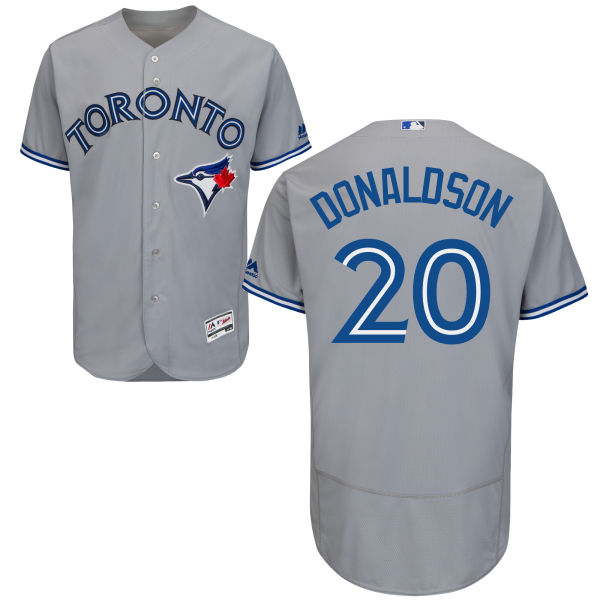 Men’s Toronto Blue Jays #20 Josh Donaldson Gray Road 2016 Flexbase Majestic Baseball Jersey