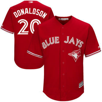 Men’s Toronto Blue Jays #20 Josh Donaldson Red Stitched MLB 2017 Majestic Cool Base Jersey