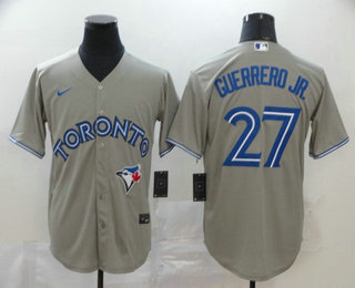 Men’s Toronto Blue Jays #27 Vladimir Guerrero Jr. Gray Stitched MLB Cool Base Nike Jersey
