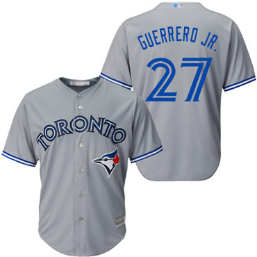 Men’s Toronto Blue Jays #27 Vladimir Guerrero Jr. Grey New Cool Base Stitched Baseball Jersey