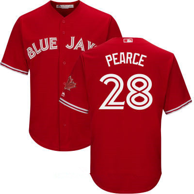 Men’s Toronto Blue Jays #28 Steve Pearce Red Stitched MLB 2017 Majestic Cool Base Jersey